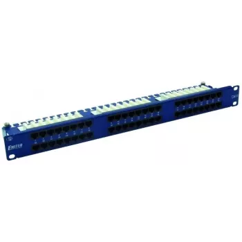 EMITERNET 48-Port RJ45 UTP Cat.6 Patch panel 1U με ράγα διαχείρισης καλωδίων, Μπλε