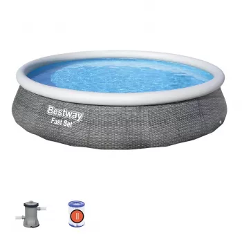 Bestway Fast Set 57376 Πισίνα Στήσιμης Στρογγυλή 7.340 L Γκρι