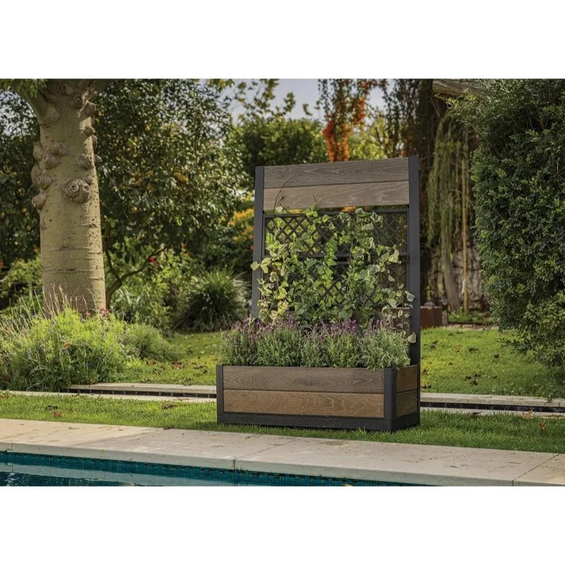 KETER Γλάστρα Deco Tulip 110L 2-Rhombus Walnuss Mesh