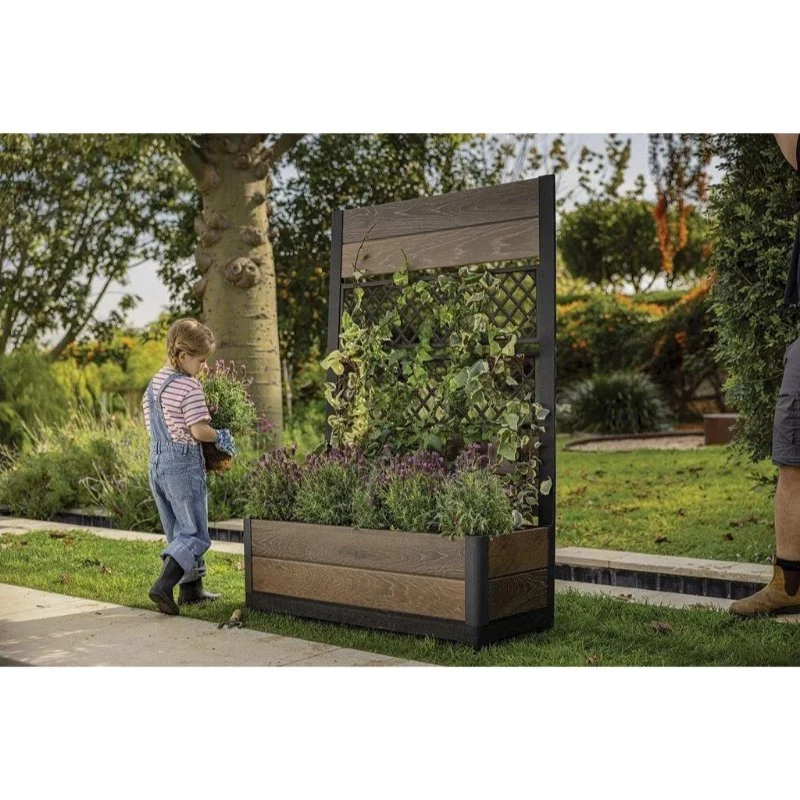 KETER Γλάστρα Deco Tulip 110L 2-Rhombus Walnuss Mesh