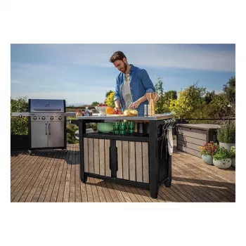 KETER Τραπέζι ψησταριάς Deco Unity XL 207L όψη ξύλου φλαμουριάς