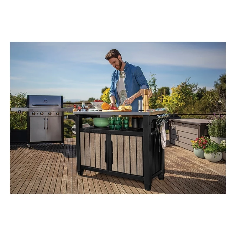 KETER Τραπέζι ψησταριάς Deco Unity XL 207L όψη ξύλου φλαμουριάς