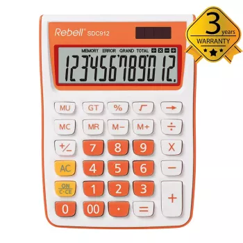 REBELL ημι-επιτραπέζιος υπολογιστής RE-SDC912OR BX, LCD 12 ψηφίων, Dual-Power, μαύρο/ασημί
