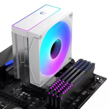 Rampage Octagon B70 αερόψυκτρα CPU, 120 mm ARGB, ένδειξη θερμοκρασίας, λευκή