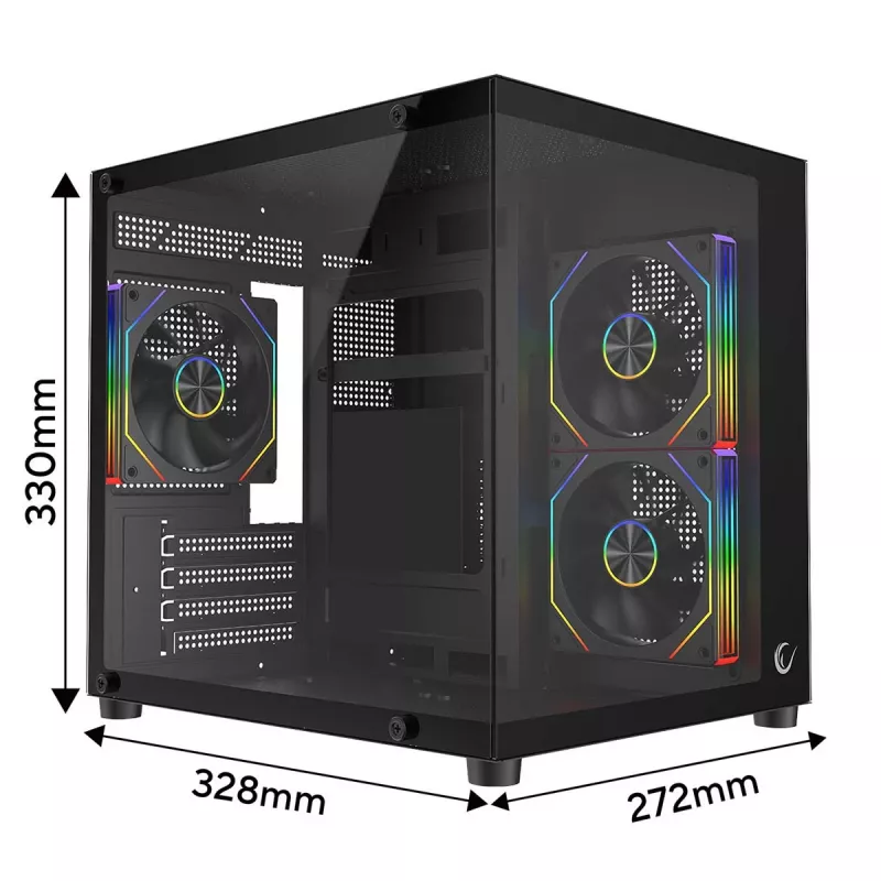 Rampage LUMID κουτί PC M-ATX 3x ανεμιστήρες ARGB μαύρο