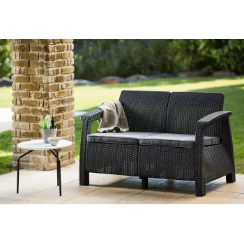 KETER Καναπές Κήπου Διθέσιος Corfu Love Seat γκρι