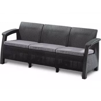 KETER Corfu Love Seat Max Τριθέσιος Καναπές Κήπου γκρι