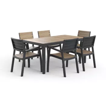KETER Τραπέζι Κήπου Deco Corale 160 Όψη Τικ/Γκρι