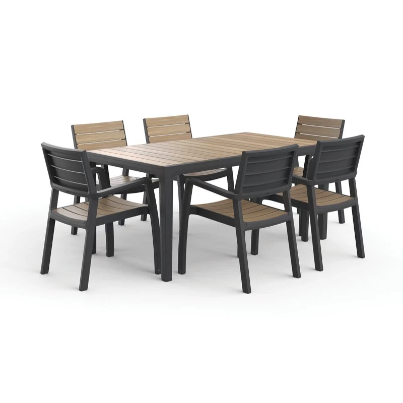KETER Τραπέζι Κήπου Deco Corale 160 Όψη Τικ/Γκρι