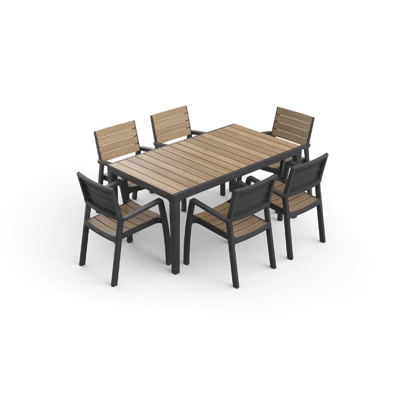 KETER Τραπέζι Κήπου Deco Corale 160 Όψη Τικ/Γκρι