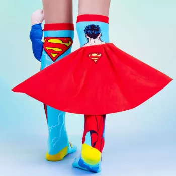 MADMIA παιδικές κάλτσες μέχρι το γόνατο Superman μανδύας χέρι 3D DC Comics / Ms001