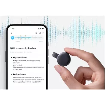 Anker Soundcore Work 64GB μαύρο ασύρματη συσκευή υπαγόρευσης με τεχνητή νοημοσύνη μείωσης θορύβου (D3200G12)