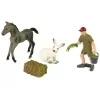 LEAN TOYS σετ φιγούρες ζώων άλογο γκρι λαγός αγρότης
