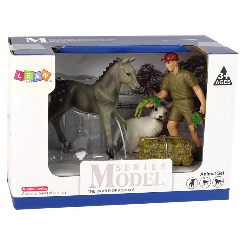 LEAN TOYS σετ φιγούρες ζώων άλογο γκρι λαγός αγρότης