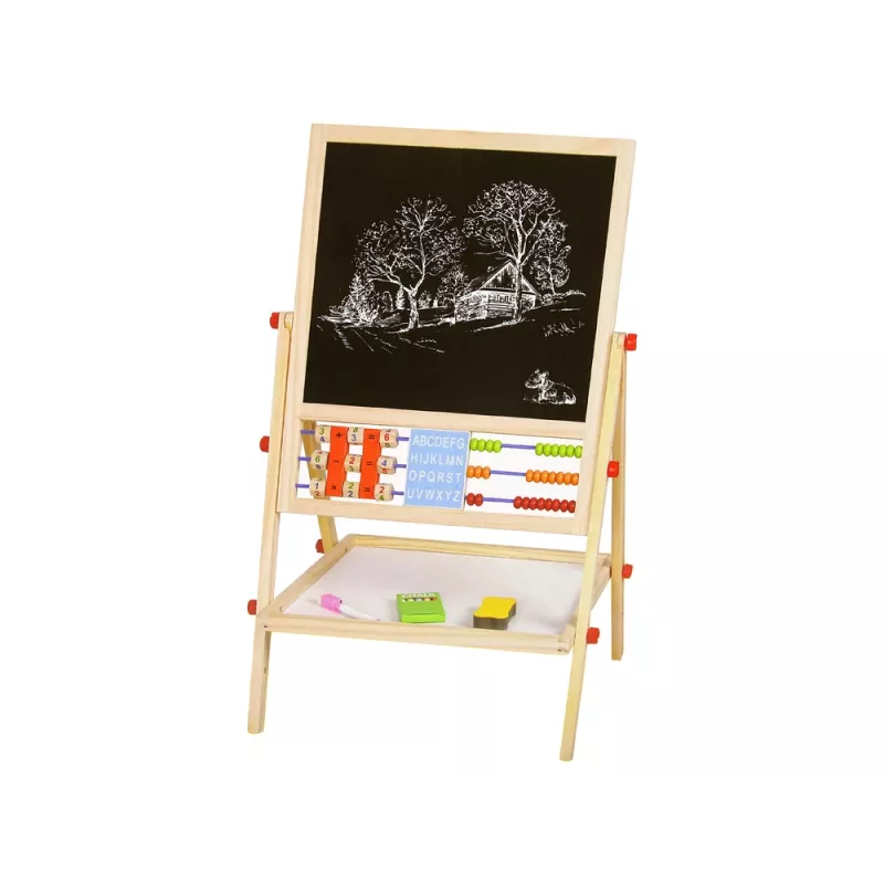 LEAN TOYS ξύλινος δίσκος 2in1 άβακας κιμωλία στυλό