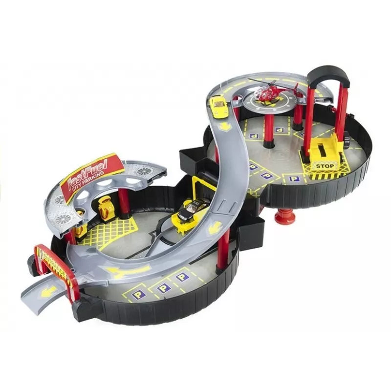 LEAN TOYS πολυώροφο πάρκινγκ αυτοκινήτων γκαράζ βαλίτσα Circle διώροφο