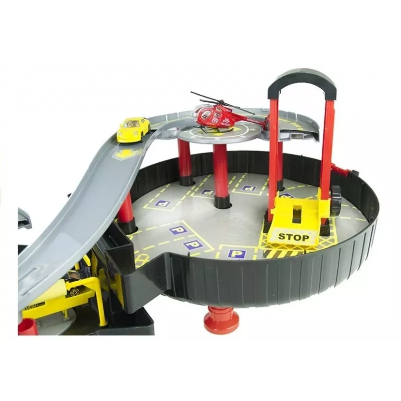 LEAN TOYS πολυώροφο πάρκινγκ αυτοκινήτων γκαράζ βαλίτσα Circle διώροφο