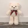LEAN TOYS Λούτρινο μασκότ αρκουδάκι με φιόγκο λευκό 30cm