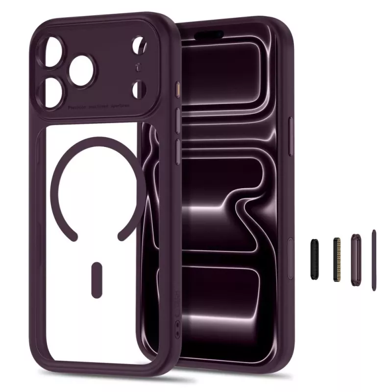 TECH-PROTECT MAGPEAK MAGSAFE CC IPHONE 17 PRO MAX / 18 PRO MAX σκούρο κεράσι/διαφανές