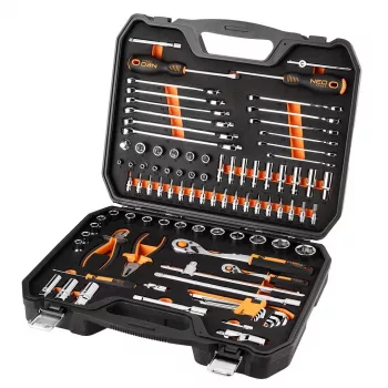 NEO TOOLS Σετ καρυδάκια 1/2, 1/4, 95 τεμ., CrV, αφρός EVA