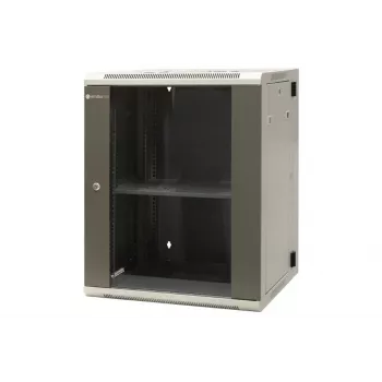 EMITER EM/AH6515 Ερμάριο δικτύου τοίχου 15U 600x550x770 mm, πόρτα από σκληρυμένο γυαλί, μαύρο