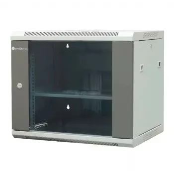 EMITER EM/AP6409 Ερμάριο δικτύου τοίχου 9U 19 ιντσών 600x450x500 mm γκρι, πόρτα από σκληρυμένο γυαλί, με κλειδαριά