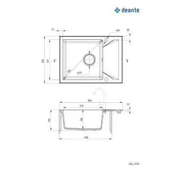 DEANTE ZQJ N11A Νεροχύτης κουζίνας γρανίτη 1 λεκάνης με στραγγιστήρι, γραφίτης