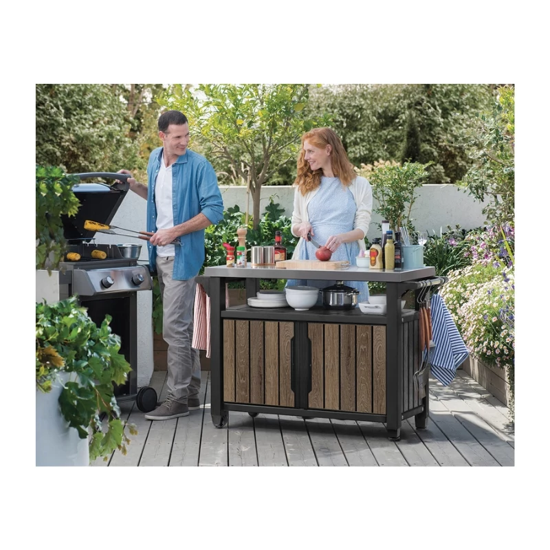 KETER Τραπέζι ψησταριάς Deco Unity XL 207L τόνος καρυδιάς
