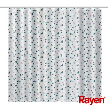 RAYEN Κουρτίνα μπάνιου 180x200cm λευκό/μπλε, πολυεστέρας