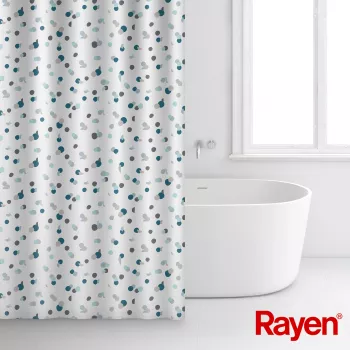 RAYEN Κουρτίνα μπάνιου 180x200cm λευκό/μπλε, πολυεστέρας