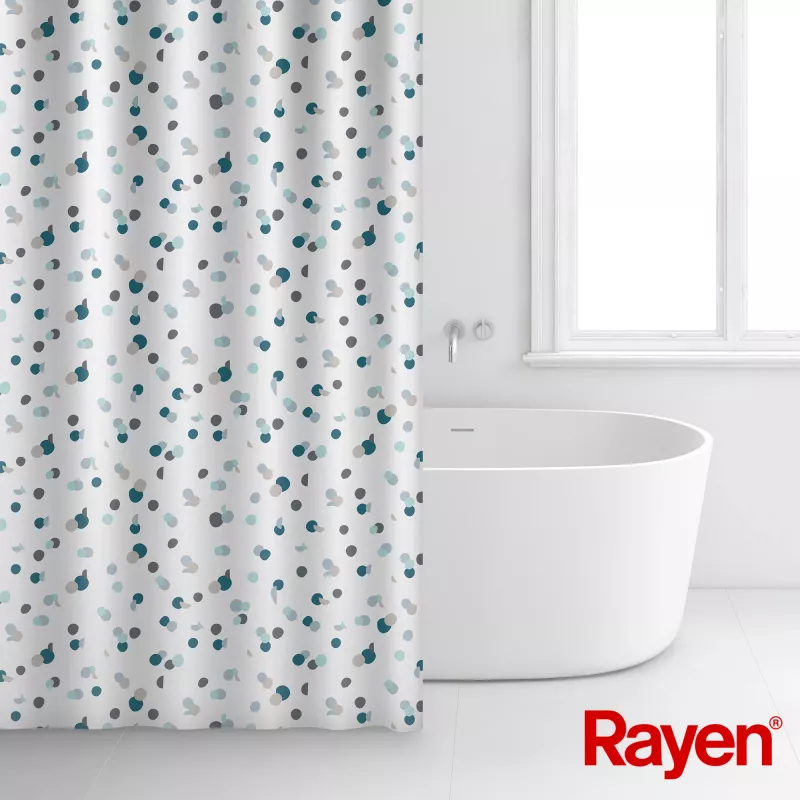 RAYEN Κουρτίνα μπάνιου 180x200cm λευκό/μπλε, πολυεστέρας