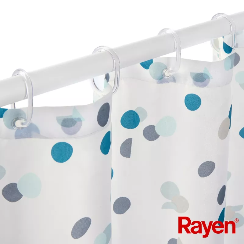 RAYEN Κουρτίνα μπάνιου 180x200cm λευκό/μπλε, πολυεστέρας
