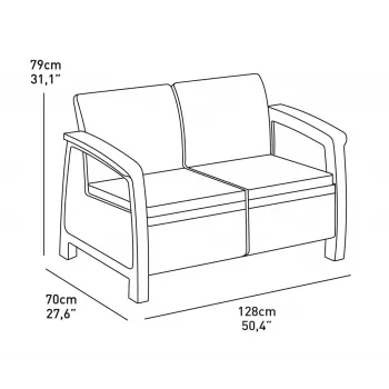 KETER Καναπές κήπου διθέσιος Corfu Love Seat καφέ