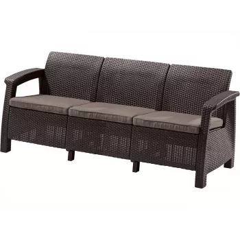 KETER Corfu Love Seat Max καφέ τριθέσιος καναπές κήπου
