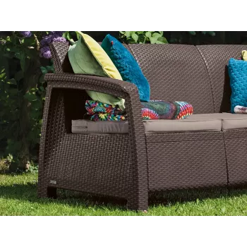 KETER Corfu Love Seat Max καφέ τριθέσιος καναπές κήπου