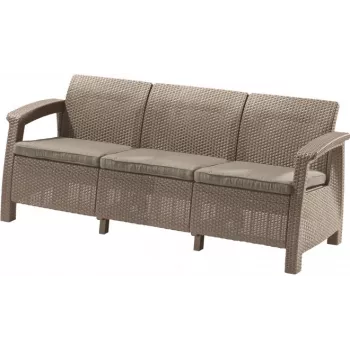 KETER Corfu Love Seat Max μπεζ τριθέσιος καναπές κήπου