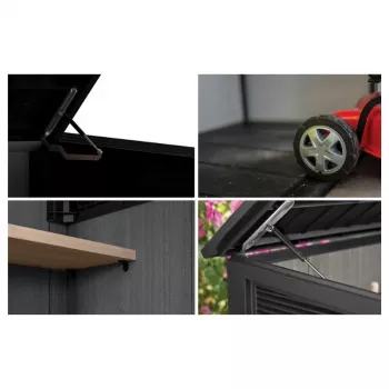 KETER Κήπου σπίτι Deco Horizontal υπόστεγο απόχρωση ξύλου φλαμουριάς