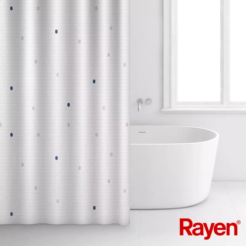 RAYEN Κουρτίνα μπάνιου 180x200cm λευκή, Πολυεστέρας