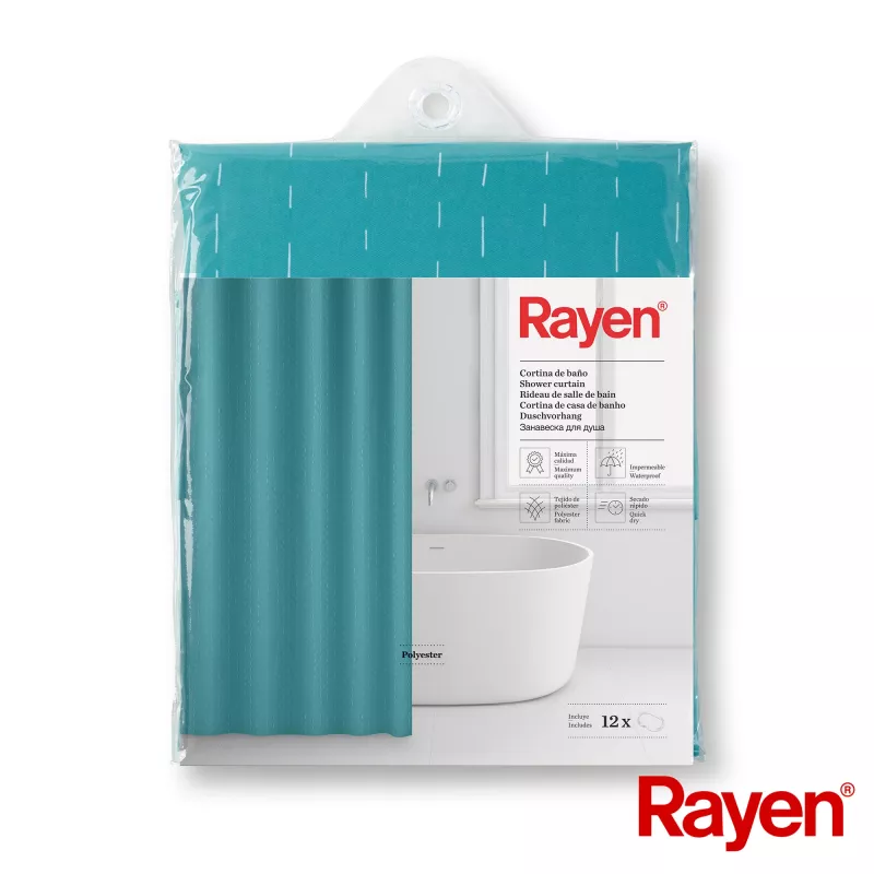 RAYEN Κουρτίνα μπάνιου 180x200cm γαλάζια, Πολυεστέρας