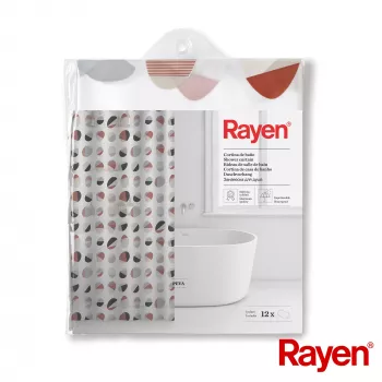 RAYEN Κουρτίνα μπάνιου 180x200cm λευκή/ριγωτή, PEVA