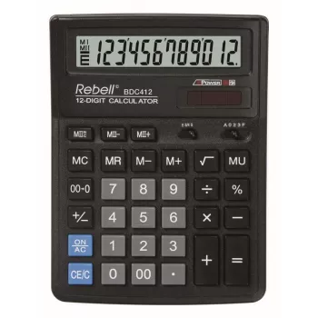 REBELL RE-BDC412 BX επιτραπέζια αριθμομηχανή 12 ψηφίων διπλή τροφοδοσία μαύρη