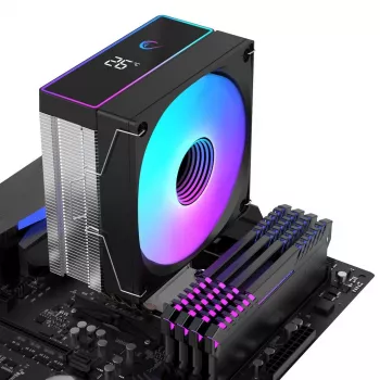 Rampage Octagon B70 αερόψυκτρα CPU, 120 mm ARGB, ένδειξη θερμοκρασίας, μαύρη