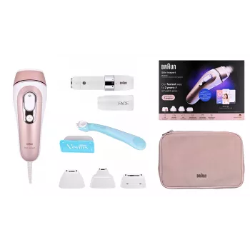 Braun PL7432 IPL Silk·expert Pro 5 συσκευή αποτρίχωσης με SensoAdapt™, 400.000 λάμψεις, 10 επίπεδα έντασης, εξάρτημα ακριβείας, ξυριστική μηχανή Venus Swirl, λευκή