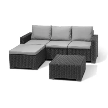 KETER Γωνιακός πάγκος κήπου και τραπέζι California Chaise Lounge γκρι