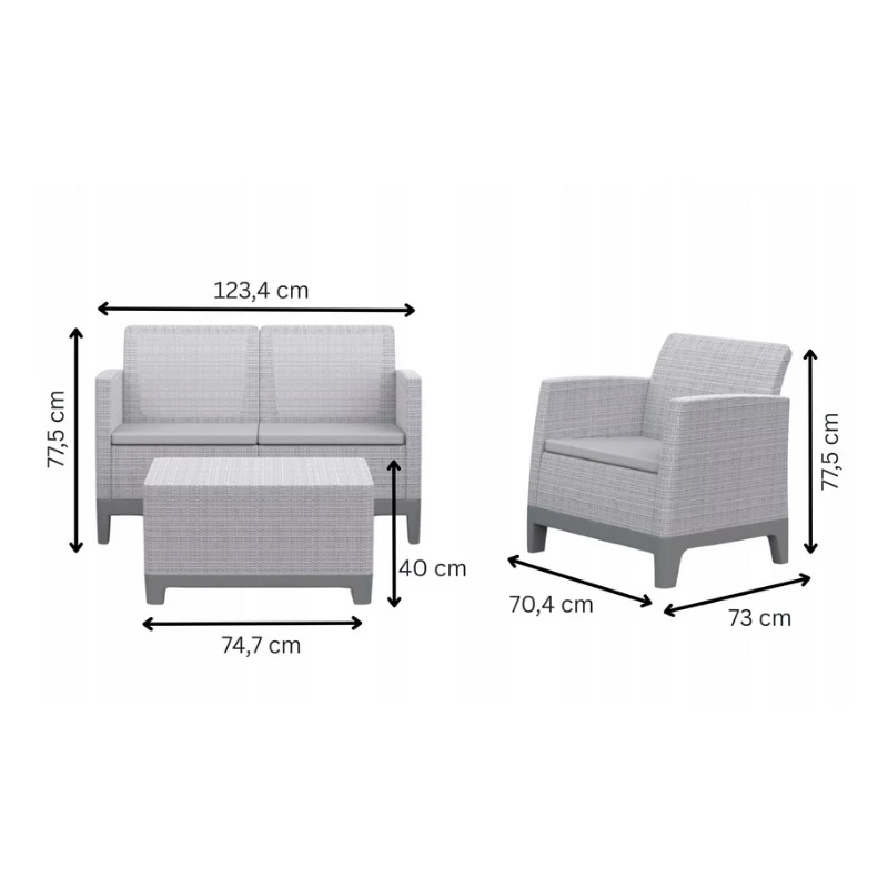 KETER Σετ επίπλων κήπου Scandi Forma Σετ 2 θέσεων pebble grey/light beige