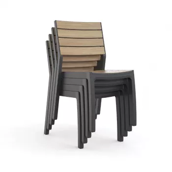 KETER Καρέκλα κήπου Deco Corale όψη teak/γκρι