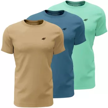 Ανδρικό T-shirt 4F M4481 συσκευασία 3 τεμ. μπεζ, μπλε, μέντα 4FWSS26TTSHM4481 91S S