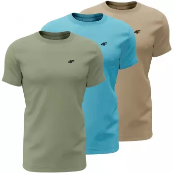 Ανδρικό T-shirt 4F M4481 συσκευασία 3 τεμ. πράσινο, μπλε, μπεζ 4FWSS26TTSHM4481 90S 3XL