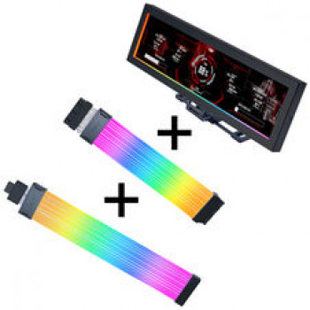 Lian Li Visual Upgrade Kit Strimer Wireless 24-Pin RGB καλώδιο motherboard, Controller + 12V-2x6 GPU καλώδιο Wide & 8,8 Universal Screen - μαύρο