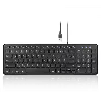 Perixx PERIBOARD-213 DE B Ενσύρματο πληκτρολόγιο USB, γερμανική διάταξη (QWERTZ), διακόπτες ψαλιδιού, Μαύρο